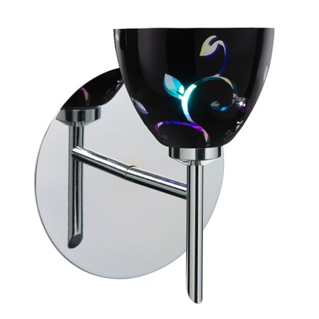 Besa Lighting Divi Mini Sconce, Black Dicro Vine, Chrome Finish, 1x40W Halogen 1SW-1858VB-CR